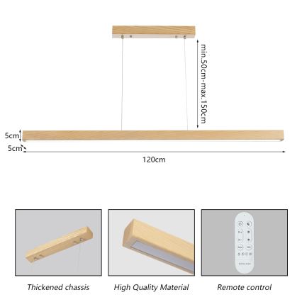 Brilagi - OAK SMART LED Dimmable Cable Pendant Light / 30W / 230V / Wi‑Fi Tuya – Oak Finish + Remote Control