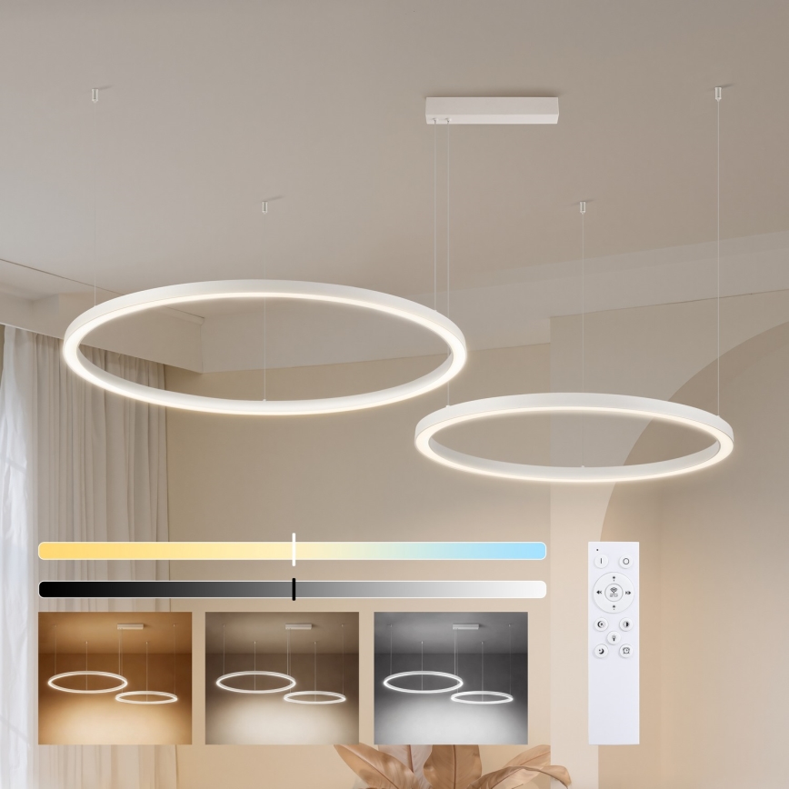 Brilagi - LED Dimmable Cable Pendant PORTOFINO LED/98W/230V 3000-6000K White + Remote Control
