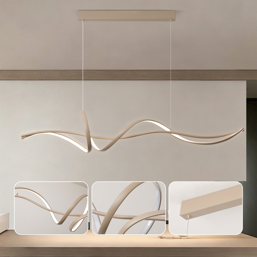 BRILAGI - SIGNATURE Dimmable LED Cable Pendant Light LED/55W/230V 3000-6000K 120x23 cm beige + remote control