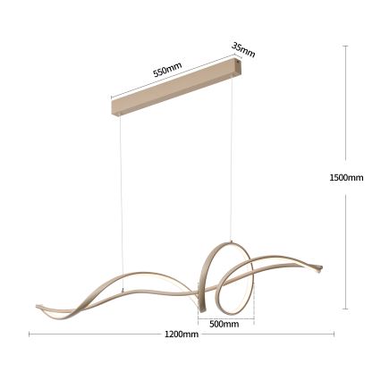 Brilagi - SIGNATURE Dimmable LED Cable Pendant Light LED/55W/230V 3000-6000K 120x23 cm beige + remote control