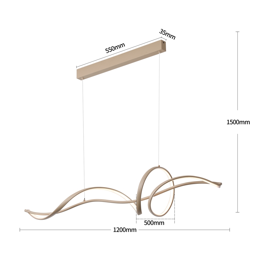 Brilagi - SIGNATURE Dimmable LED Cable Pendant Light LED/55W/230V 3000-6000K 120x23 cm beige + remote control