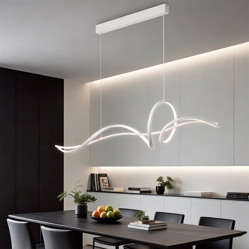 BRILAGI - SIGNATURE LED Dimmable Cable Pendant Lamp LED/55W/230V 3000-6000K 120x23 cm White + Remote Control