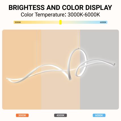 Brilagi - SIGNATURE LED Dimmable Cable Pendant Lamp LED/55W/230V 3000-6000K 120x23 cm White + Remote Control