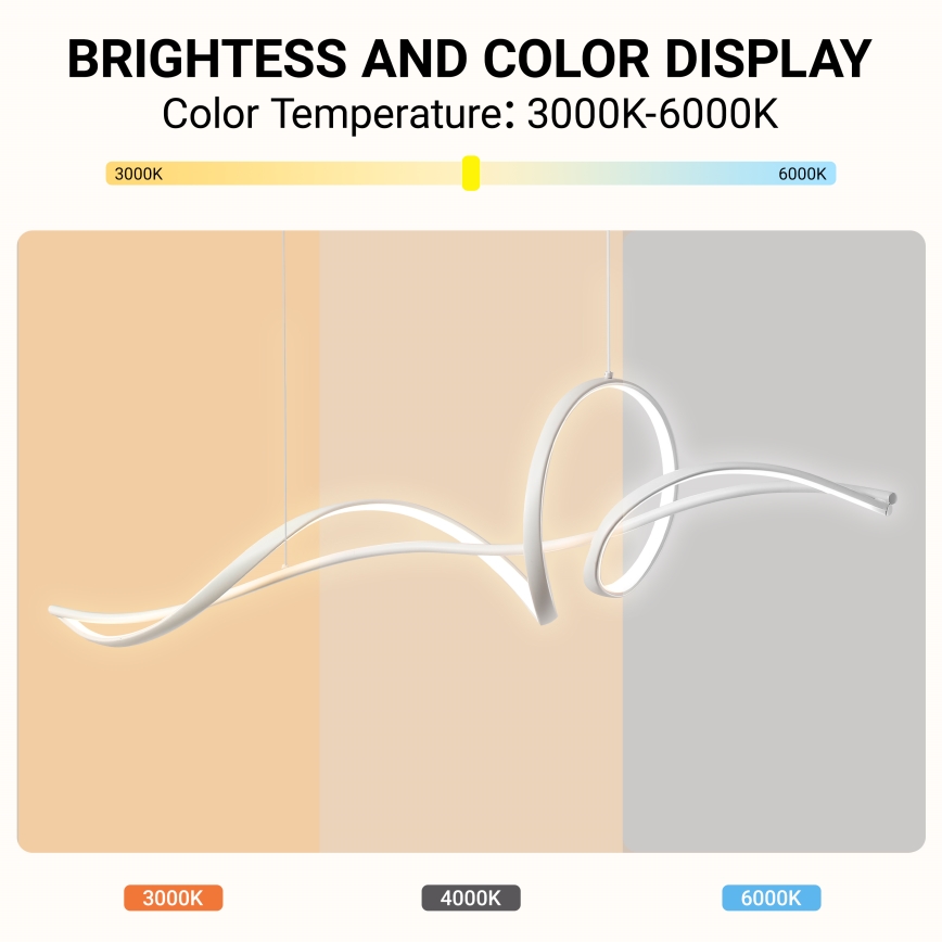 Brilagi - SIGNATURE LED Dimmable Cable Pendant Lamp LED/55W/230V 3000-6000K 120x23 cm White + Remote Control