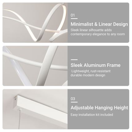 BRILAGI - SIGNATURE LED Dimmable Cable Pendant Lamp LED/55W/230V 3000-6000K 120x23 cm White + Remote Control