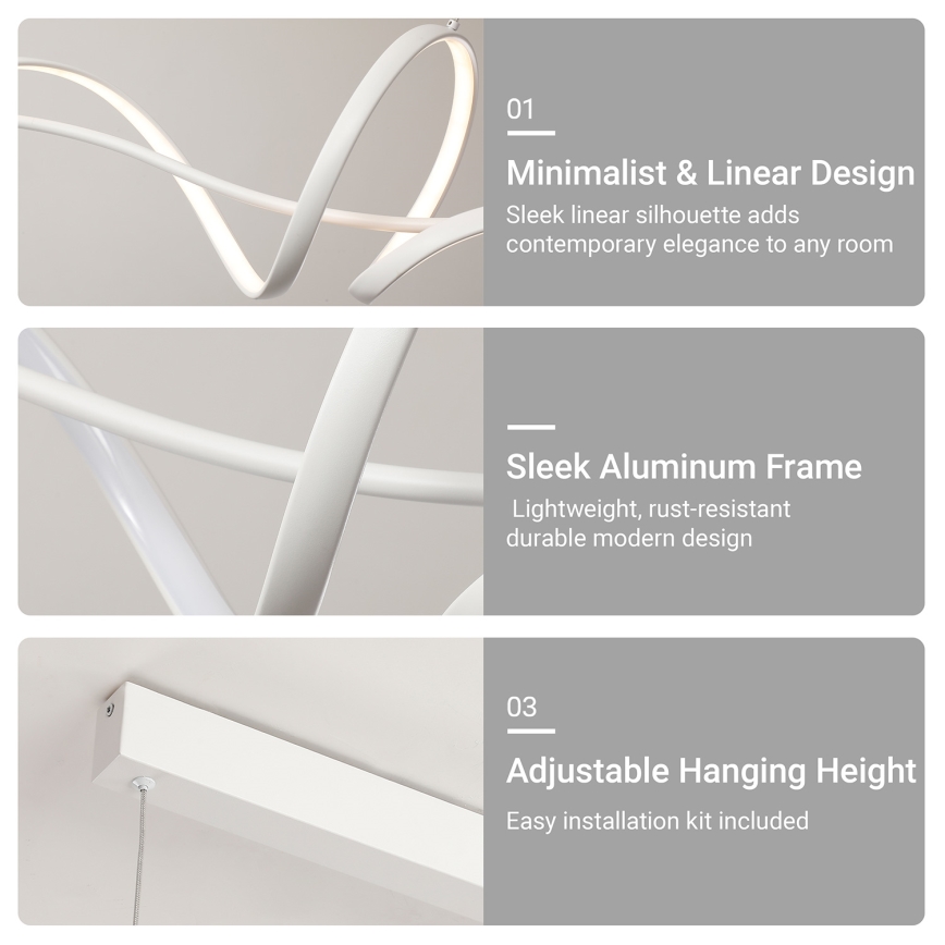 BRILAGI - SIGNATURE LED Dimmable Cable Pendant Lamp LED/55W/230V 3000-6000K 120x23 cm White + Remote Control