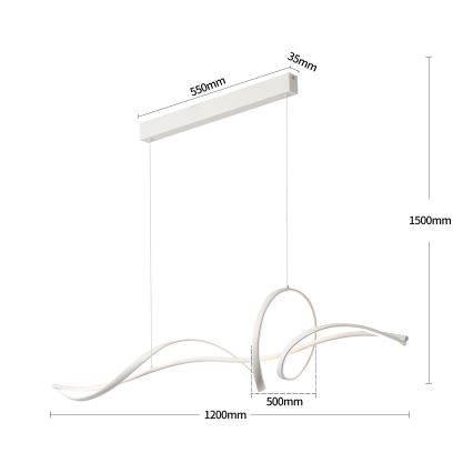 Brilagi - SIGNATURE LED Dimmable Cable Pendant Lamp LED/55W/230V 3000-6000K 120x23 cm White + Remote Control