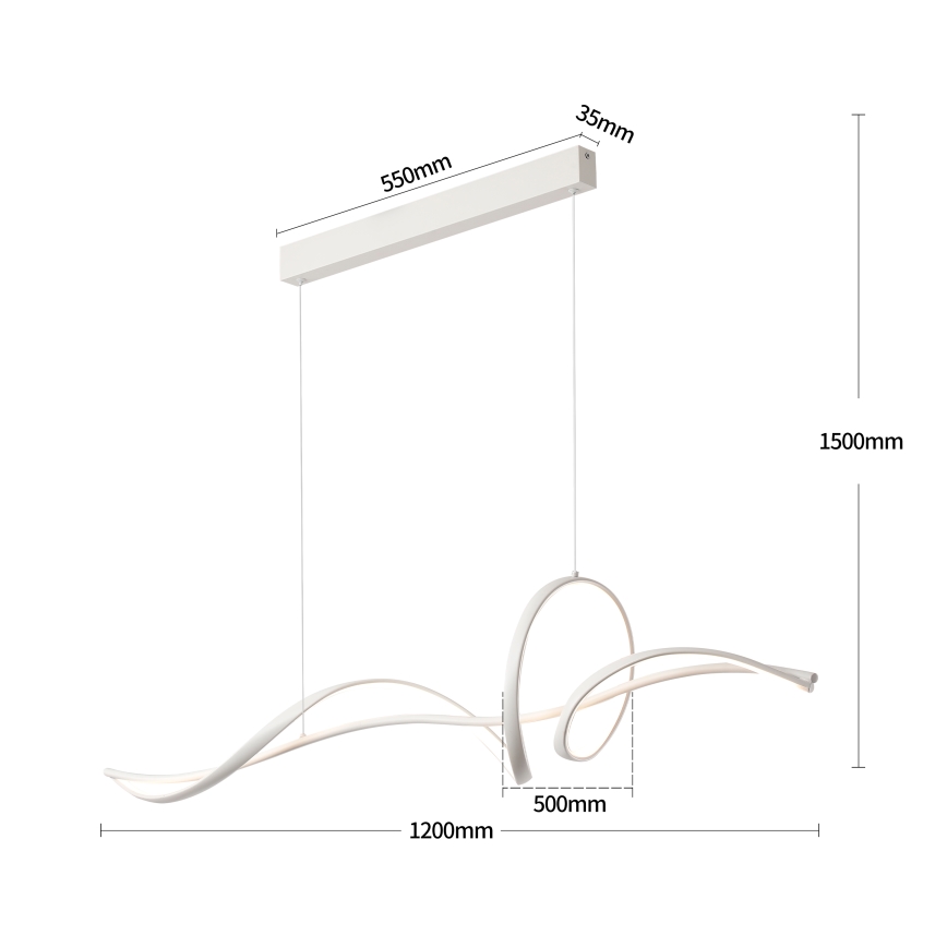 Brilagi - SIGNATURE LED Dimmable Cable Pendant Lamp LED/55W/230V 3000-6000K 120x23 cm White + Remote Control