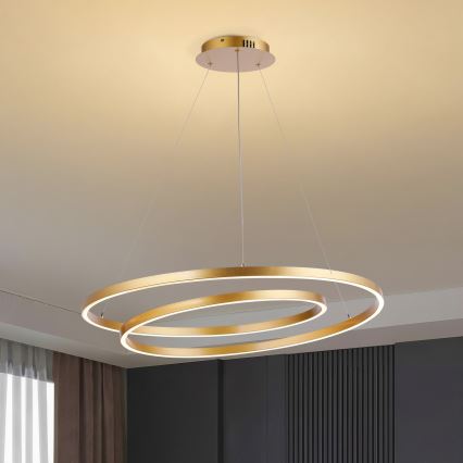 Brilagi - TWISTER LED Dimmable Cable Pendant Light LED/105W/230V 3000-6000K Ø 100 cm Gold + Remote Control