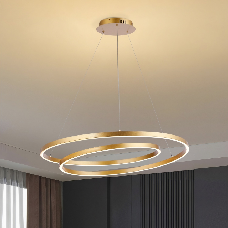 Brilagi - TWISTER LED Dimmable Cable Pendant Light LED/105W/230V 3000-6000K Ø 100 cm Gold + Remote Control