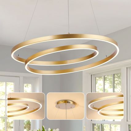 Brilagi - TWISTER LED Dimmable Cable Pendant Light LED/105W/230V 3000-6000K Ø 100 cm Gold + Remote Control