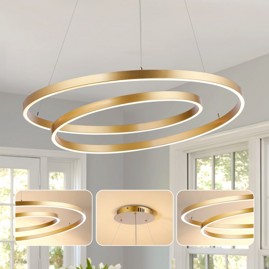 Brilagi - TWISTER LED Dimmable Cable Pendant Light LED/105W/230V 3000-6000K Ø 100 cm Gold + Remote Control