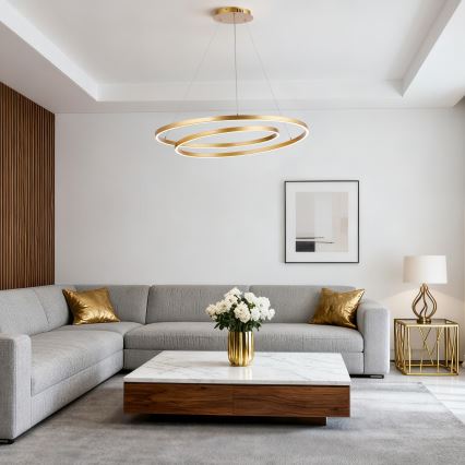 Brilagi - TWISTER LED Dimmable Cable Pendant Light LED/105W/230V 3000-6000K Ø 100 cm Gold + Remote Control