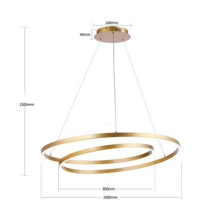 Brilagi - TWISTER LED Dimmable Cable Pendant Light LED/105W/230V 3000-6000K Ø 100 cm Gold + Remote Control