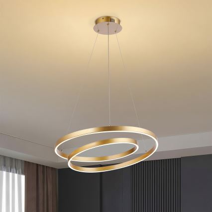 Brilagi - LED Dimmable Pendant Light on Cable TWISTER LED/48W/230V 3000-6000K Ø 50 cm Gold + Remote Control
