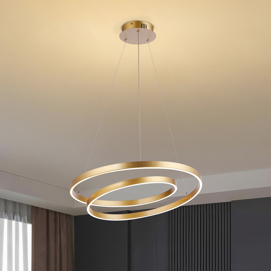 Brilagi - LED Dimmable Pendant Light on Cable TWISTER LED/48W/230V 3000-6000K Ø 50 cm Gold + Remote Control