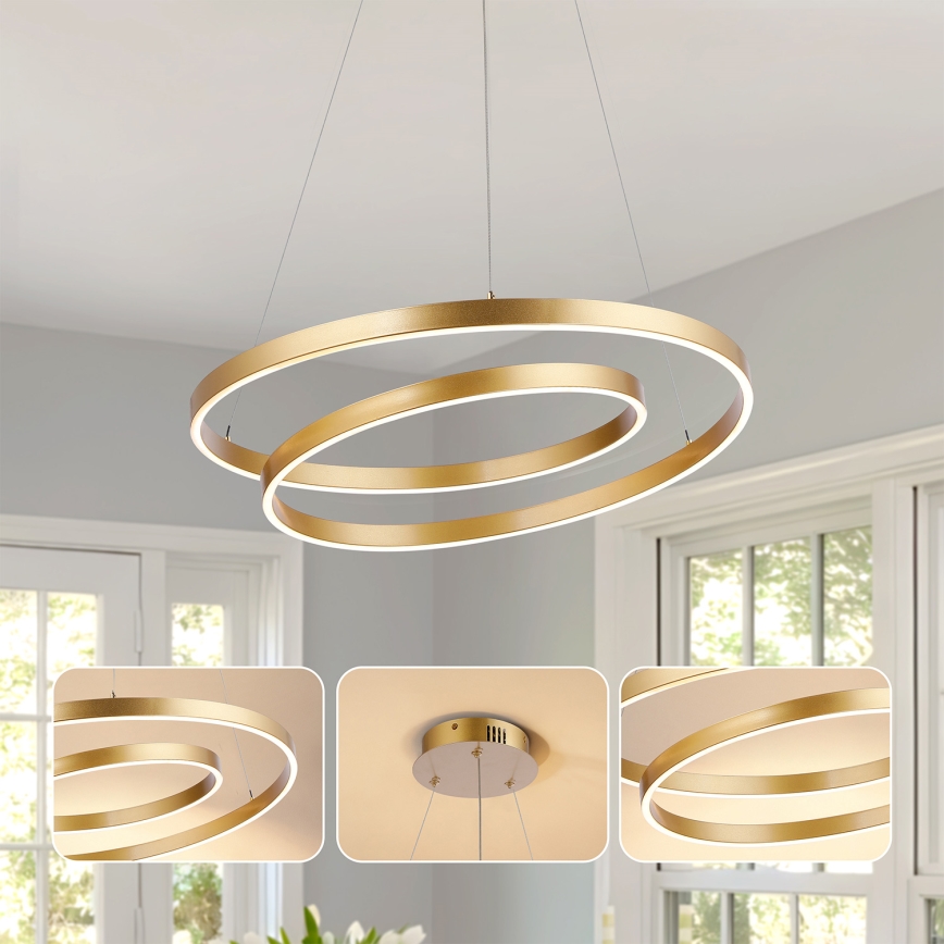 Brilagi - LED Dimmable Pendant Light on Cable TWISTER LED/48W/230V 3000-6000K Ø 50 cm Gold + Remote Control