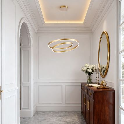 Brilagi - LED Dimmable Pendant Light on Cable TWISTER LED/48W/230V 3000-6000K Ø 50 cm Gold + Remote Control