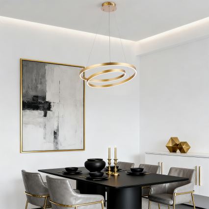 Brilagi - LED Dimmable Pendant Light on Cable TWISTER LED/48W/230V 3000-6000K Ø 50 cm Gold + Remote Control