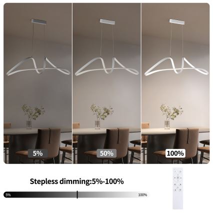 Brilagi - TWISTER Dimmable LED Cable Pendant Light LED/60W/230V 3000-6000K White + Remote Control