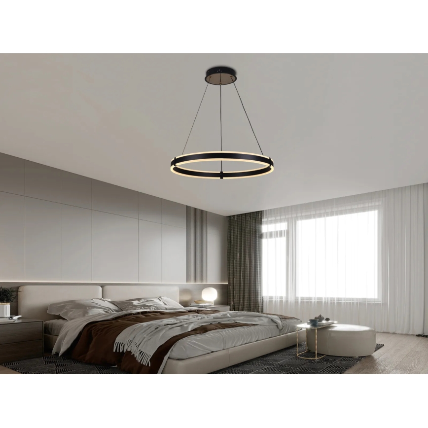 Brilagi - CIRCLE LED dimmable cable-suspended pendant light LED/85W/230V 3000-6500K Ø 60 cm black/gold + remote control