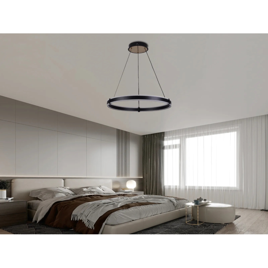 Brilagi - CIRCLE LED dimmable cable-suspended pendant light LED/85W/230V 3000-6500K Ø 60 cm black/gold + remote control