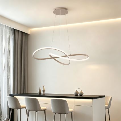 BRILAGI - INFINITY LED Dimmable Cable Pendant Light LED/80W/230V 3000-6000K 80x80 cm Beige + Remote Control