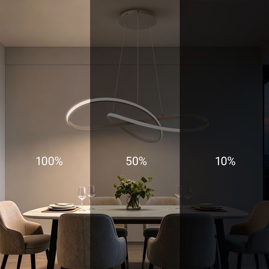BRILAGI - INFINITY LED Dimmable Cable Pendant Light LED/80W/230V 3000-6000K 80x80 cm Beige + Remote Control