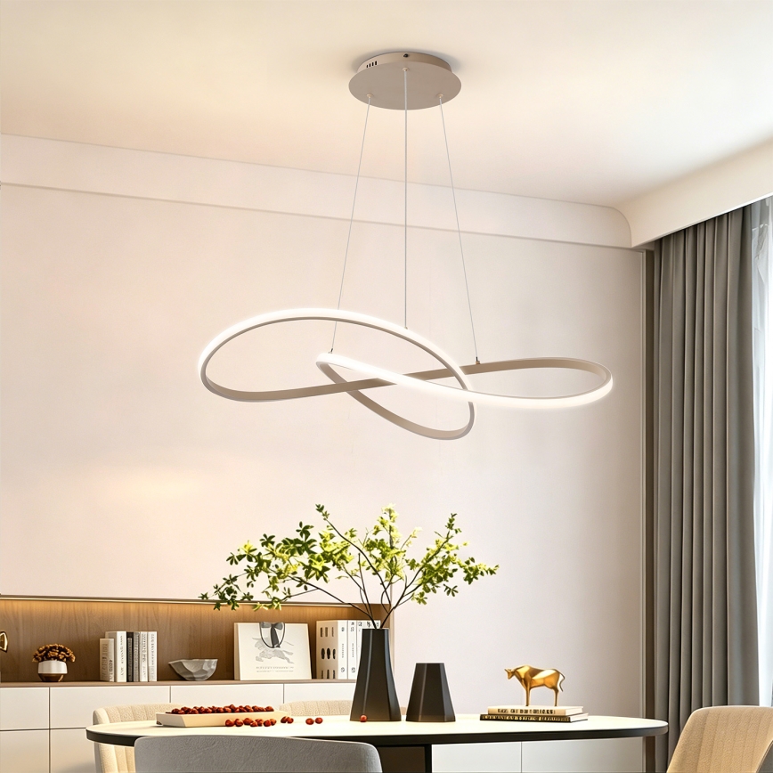 BRILAGI - INFINITY LED Dimmable Cable Pendant Light LED/80W/230V 3000-6000K 80x80 cm Beige + Remote Control
