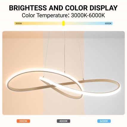 BRILAGI - INFINITY LED Dimmable Cable Pendant Light LED/80W/230V 3000-6000K 80x80 cm Beige + Remote Control