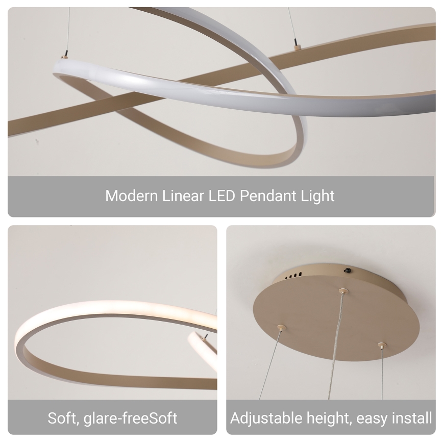 BRILAGI - INFINITY LED Dimmable Cable Pendant Light LED/80W/230V 3000-6000K 80x80 cm Beige + Remote Control