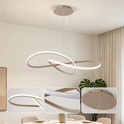 BRILAGI - INFINITY LED Dimmable Cable Pendant Light LED/80W/230V 3000-6000K 80x80 cm Beige + Remote Control