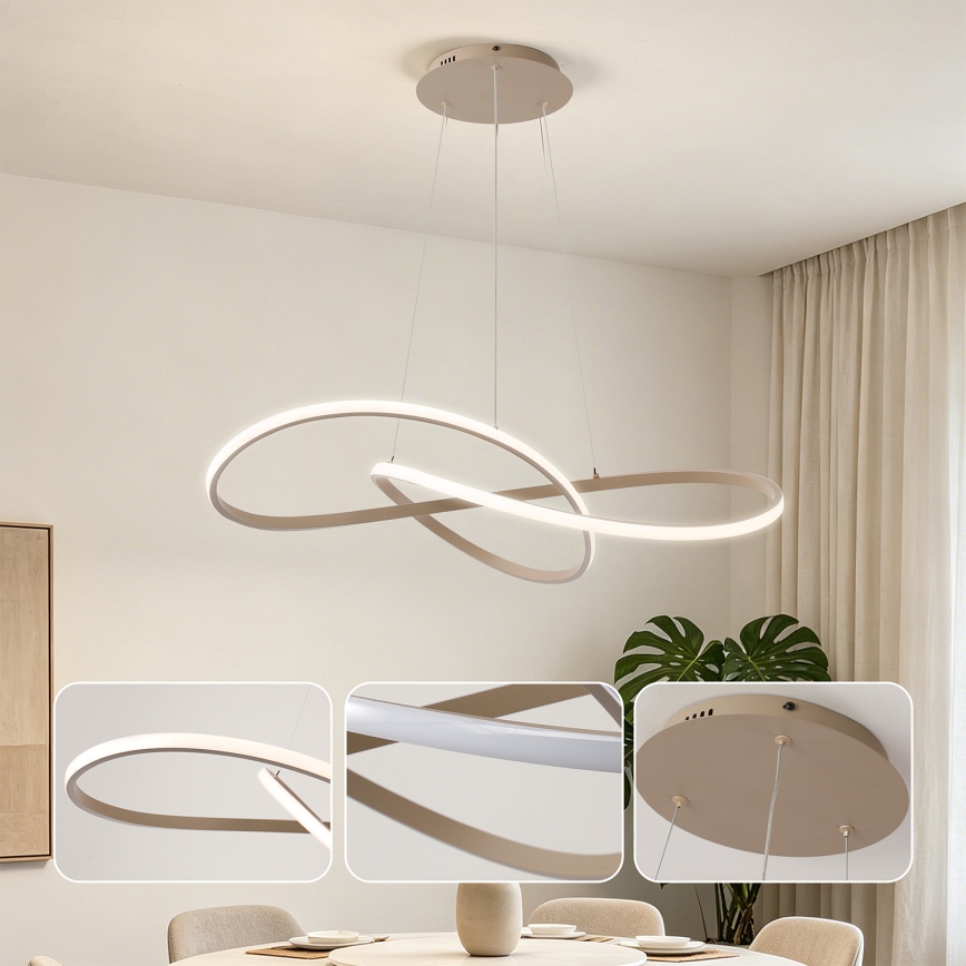 BRILAGI - INFINITY LED Dimmable Cable Pendant Light LED/80W/230V 3000-6000K 80x80 cm Beige + Remote Control