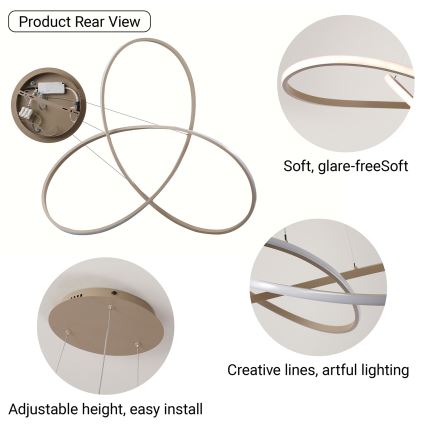 BRILAGI - INFINITY LED Dimmable Cable Pendant Light LED/80W/230V 3000-6000K 80x80 cm Beige + Remote Control