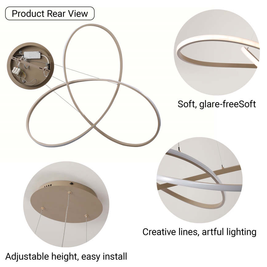 BRILAGI - INFINITY LED Dimmable Cable Pendant Light LED/80W/230V 3000-6000K 80x80 cm Beige + Remote Control