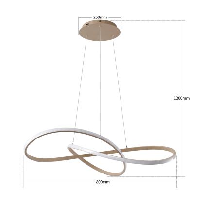 Brilagi - INFINITY LED Dimmable Cable Pendant Light LED/80W/230V 3000-6000K 80x80 cm Beige + Remote Control