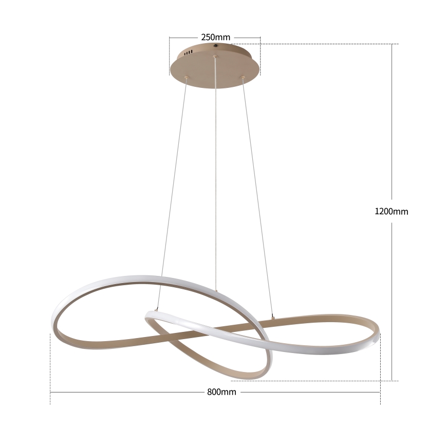 Brilagi - INFINITY LED Dimmable Cable Pendant Light LED/80W/230V 3000-6000K 80x80 cm Beige + Remote Control
