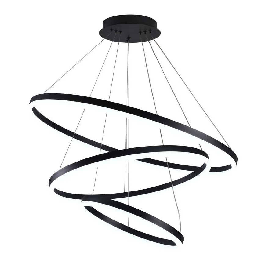 Brilagi - CIRCLE Dimmable Cable-Suspended LED Pendant, 125W/230V, 3000-6500K, Ø 80 cm, Black + Remote Control