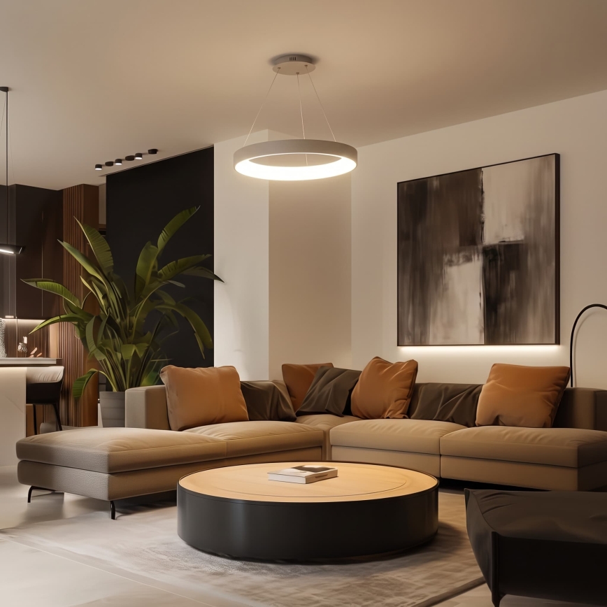 BRILAGI - Dimmable LED cable-suspended pendant FALCON II LED/99W/230V 3000-6500K Ø 60 cm beige + remote control