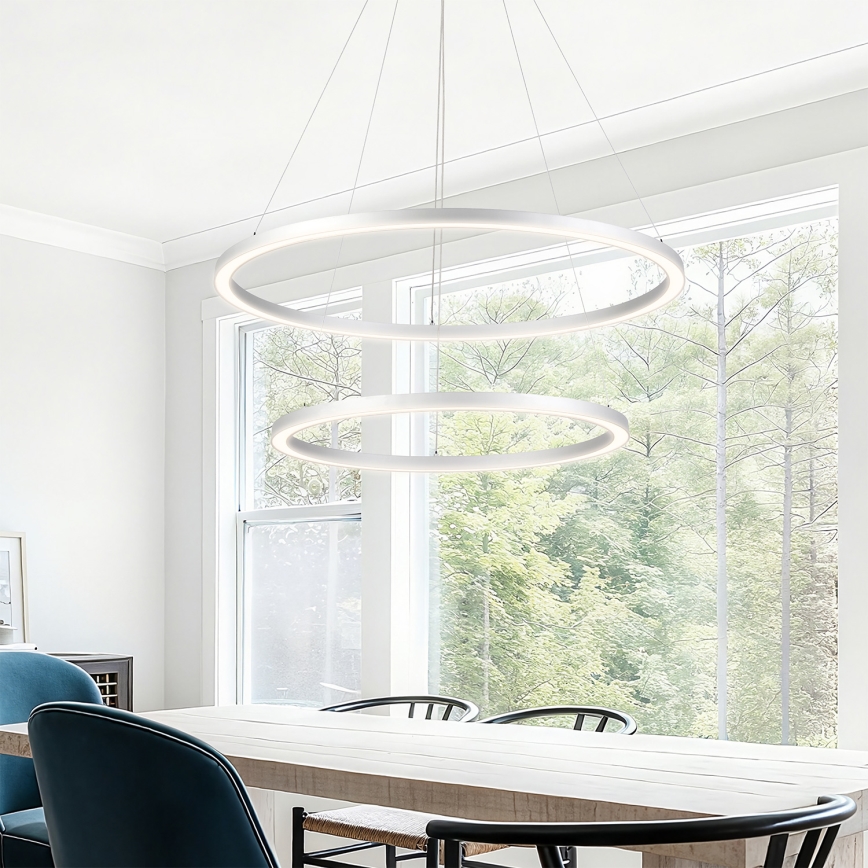 Brilagi - PORTOFINO Dimmable LED cable-suspended chandelier LED/98W/230V 3000–6000K Ø80 cm Silver + Remote Control