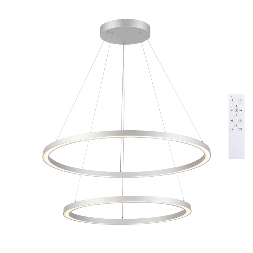 Brilagi - PORTOFINO Dimmable LED cable-suspended chandelier LED/98W/230V 3000–6000K Ø80 cm Silver + Remote Control