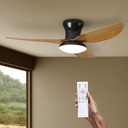 Brilagi - LED Dimmable ceiling fan LED/30W/230V 3000-6500K black/brown + remote control