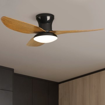 Brilagi - LED Dimmable ceiling fan LED/30W/230V 3000-6500K black/brown + remote control