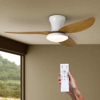 Brilagi - LED Dimmable ceiling fan LED/30W/230V 3000-6500K white/brown + remote control
