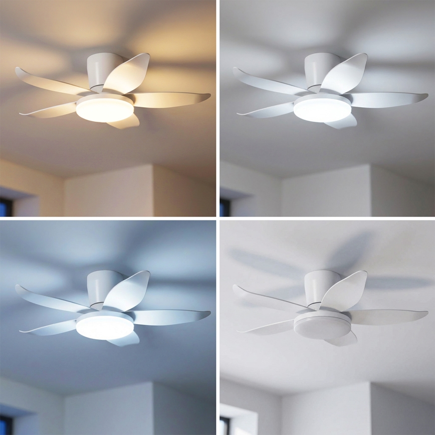 Brilagi - Dimmable LED Ceiling Fan, 32W, 230V, Ø95 cm, White + Remote Control