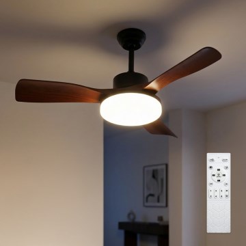 Brilagi - LED dimmable ceiling fan LED/34W/230V 3000-6500K Ø 106 cm black/brown + remote control