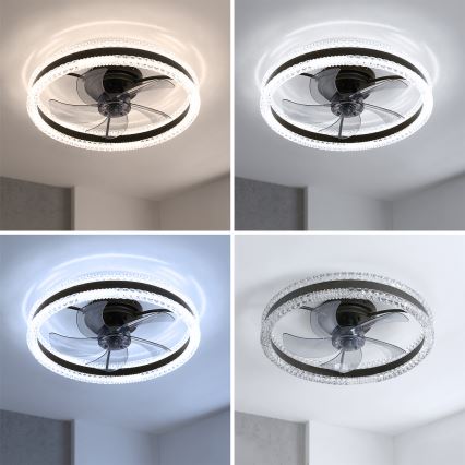 Brilagi - Dimmable LED Ceiling Fan LED/62W/230V Ø 50 cm Black + Remote Control