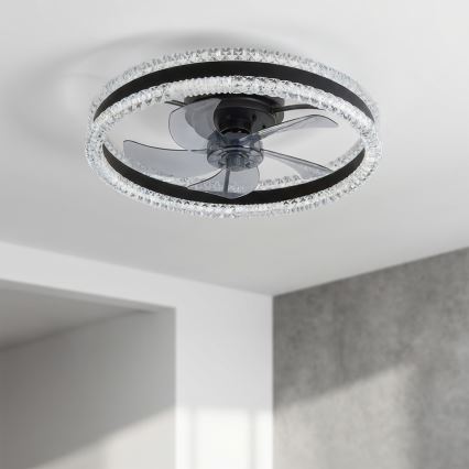 Brilagi - Dimmable LED Ceiling Fan LED/62W/230V Ø 50 cm Black + Remote Control