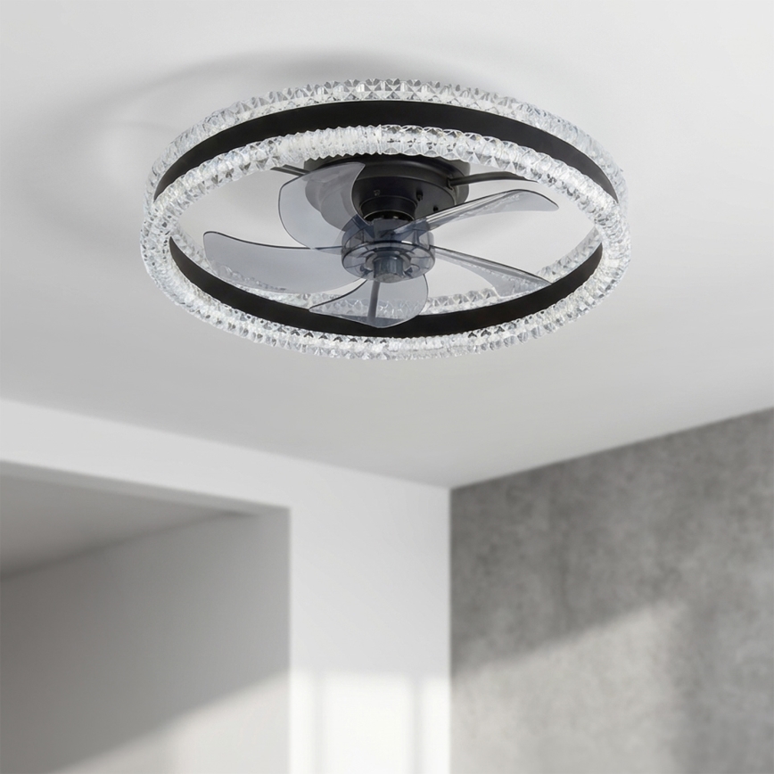 Brilagi - Dimmable LED Ceiling Fan LED/62W/230V Ø 50 cm Black + Remote Control