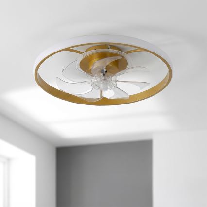 Brilagi - Dimmable LED Ceiling Fan LED/66W/230V 55 cm White/Gold + Remote Control